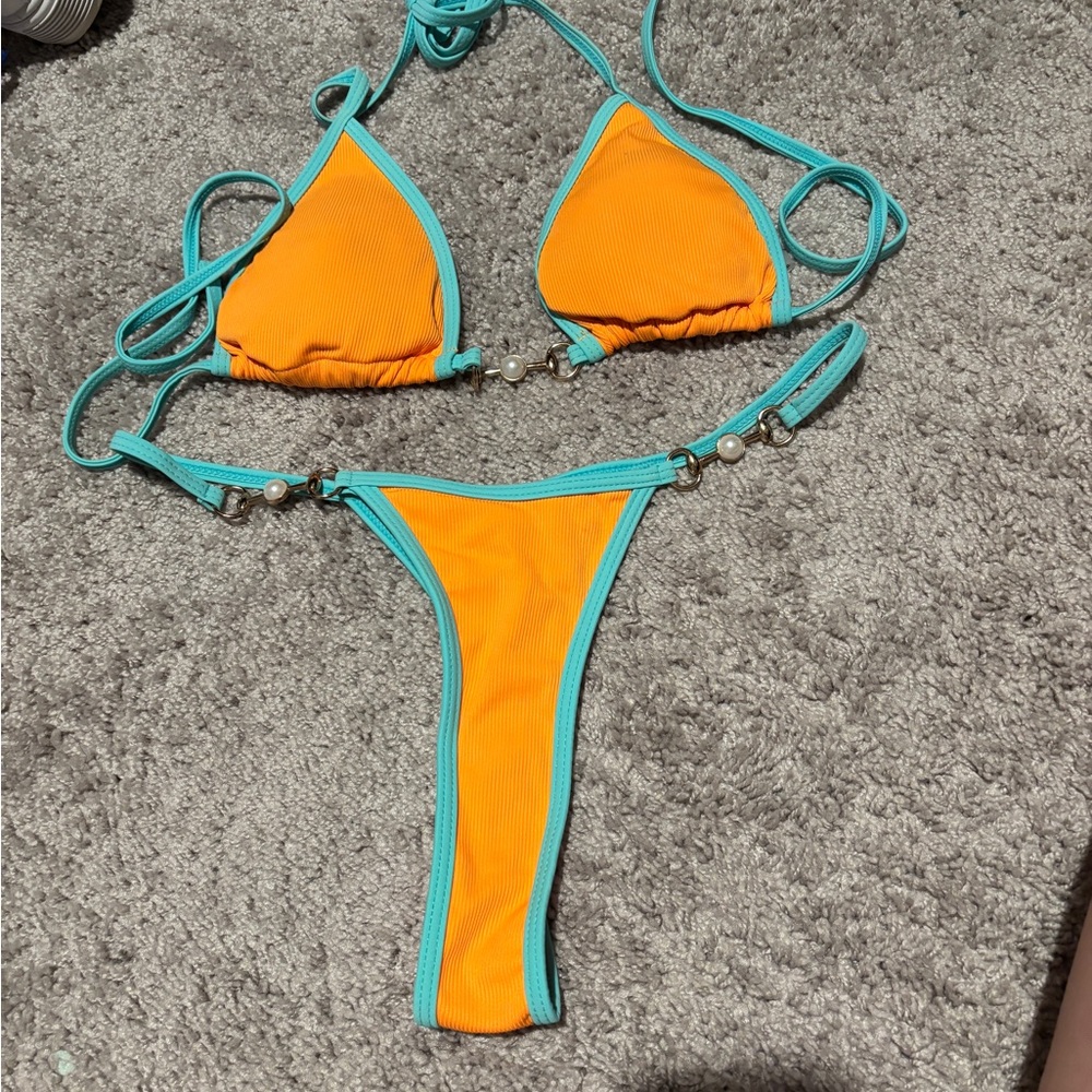 Zaful Orange and Teal Bikini Set